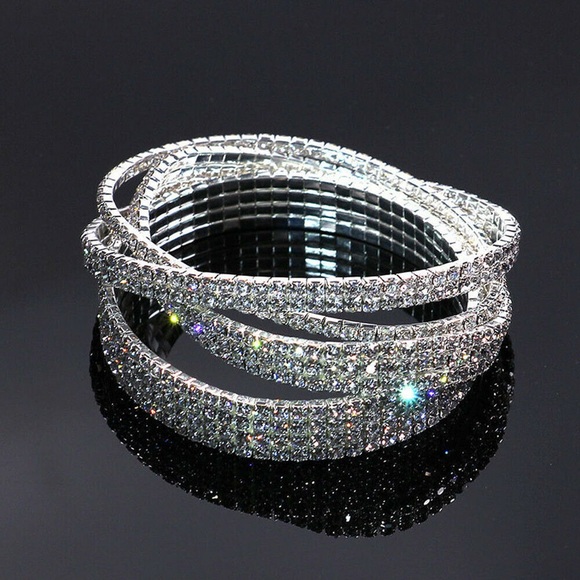 Elastic Ankle Bracelet 1,2,or 3 Rows rhinestone - Picture 2 of 8